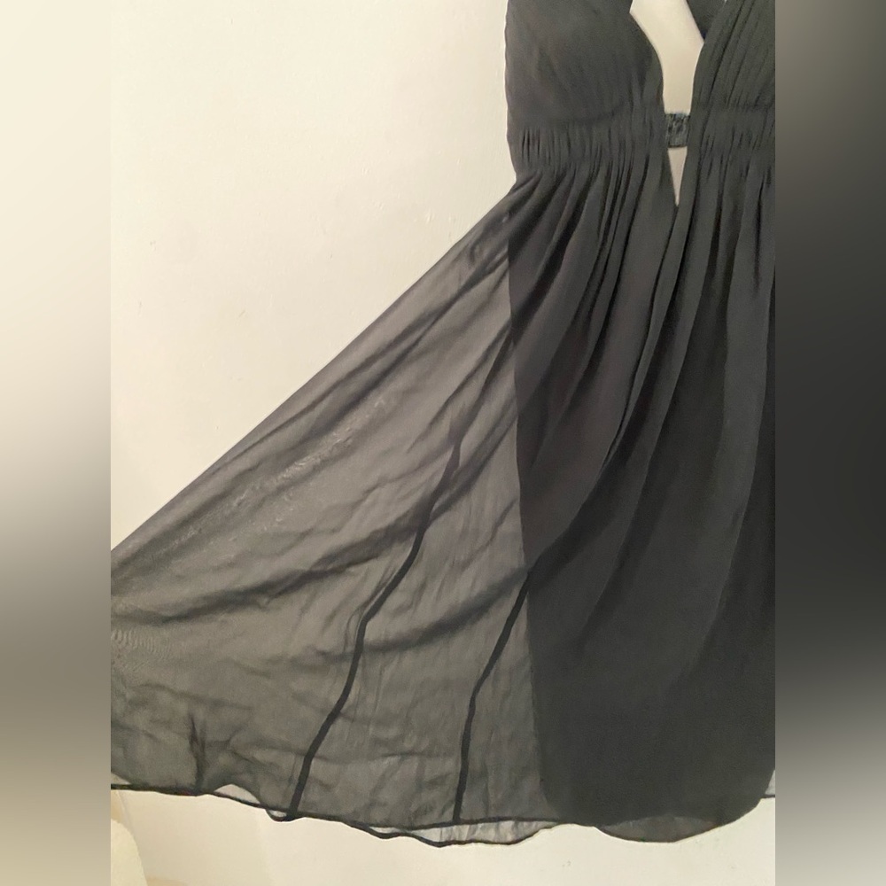 Cache y2k vintage Black Backless sequins Crisscross Midi Dress silk - Picture 5 of 10